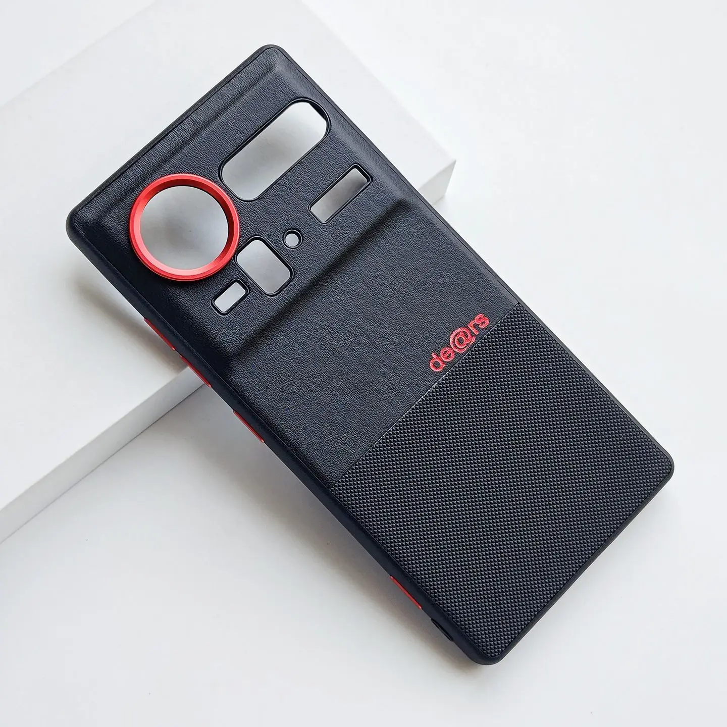 Luxury Matte Leather Cover with Metal Buttons and Lens Ring - Ultra-thin Shockproof Design