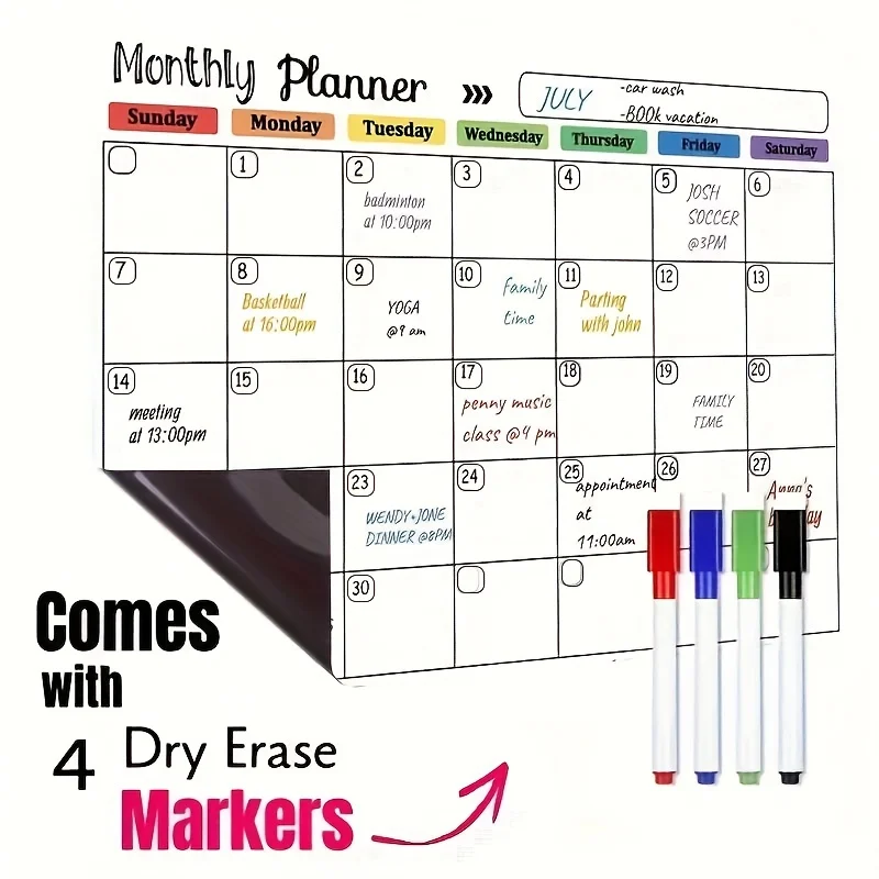 Magnetic Fridge Board Magnetic Whiteboard Sheet Magnetic Fridge Calendar 1pc Fridge Calendar Magnetic Dry Erase Calendar Whiteboard Calendar/weekly Planner For Refrigerator Planners