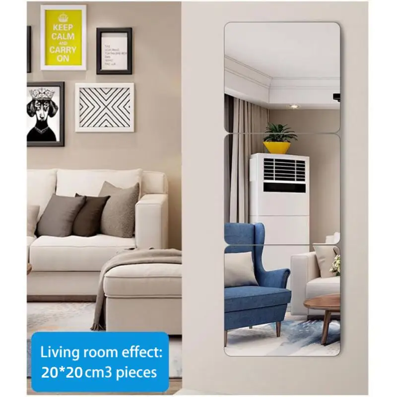 Mirror Wall Sticker Acrylic Wall Sticker Wall Sticker 4PCs 3D Self-adhesive Flexible Thicken DIY Art Mirrors For Door Wardrobe Bathroom Home