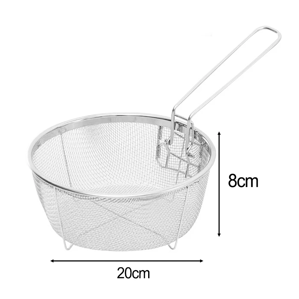 

Durable High Quality Practical Fry Basket Kitchenware Detachable Light Silver Stainless Steel 1pcs 20*20cm/23*23cm