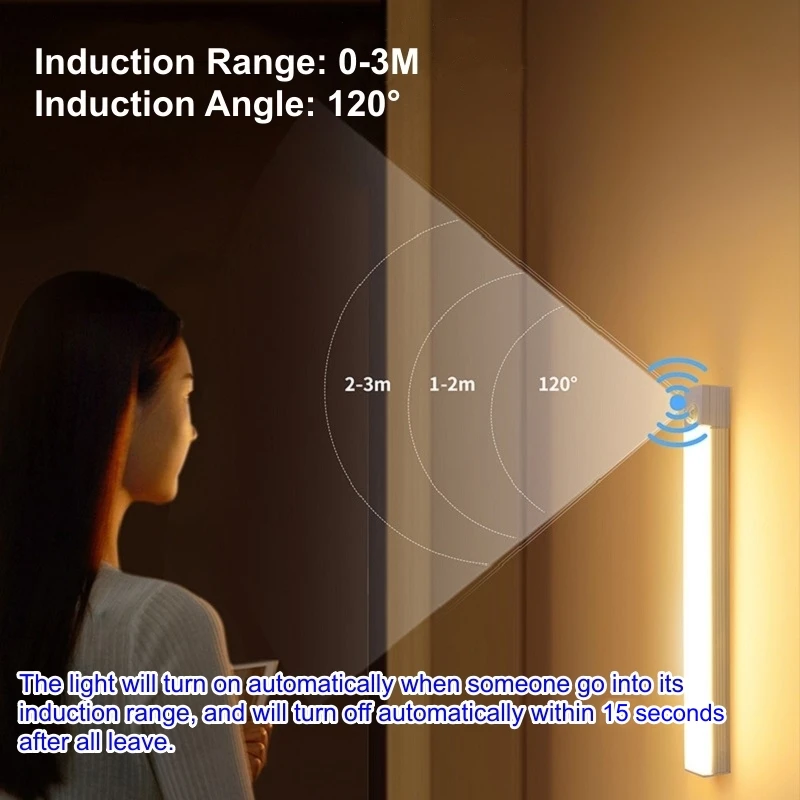 Wireless USB Type C Rechargeable Motion Sensor LED Light Induction Night Light Entrance Light Aisle Light Lanscape Light 3