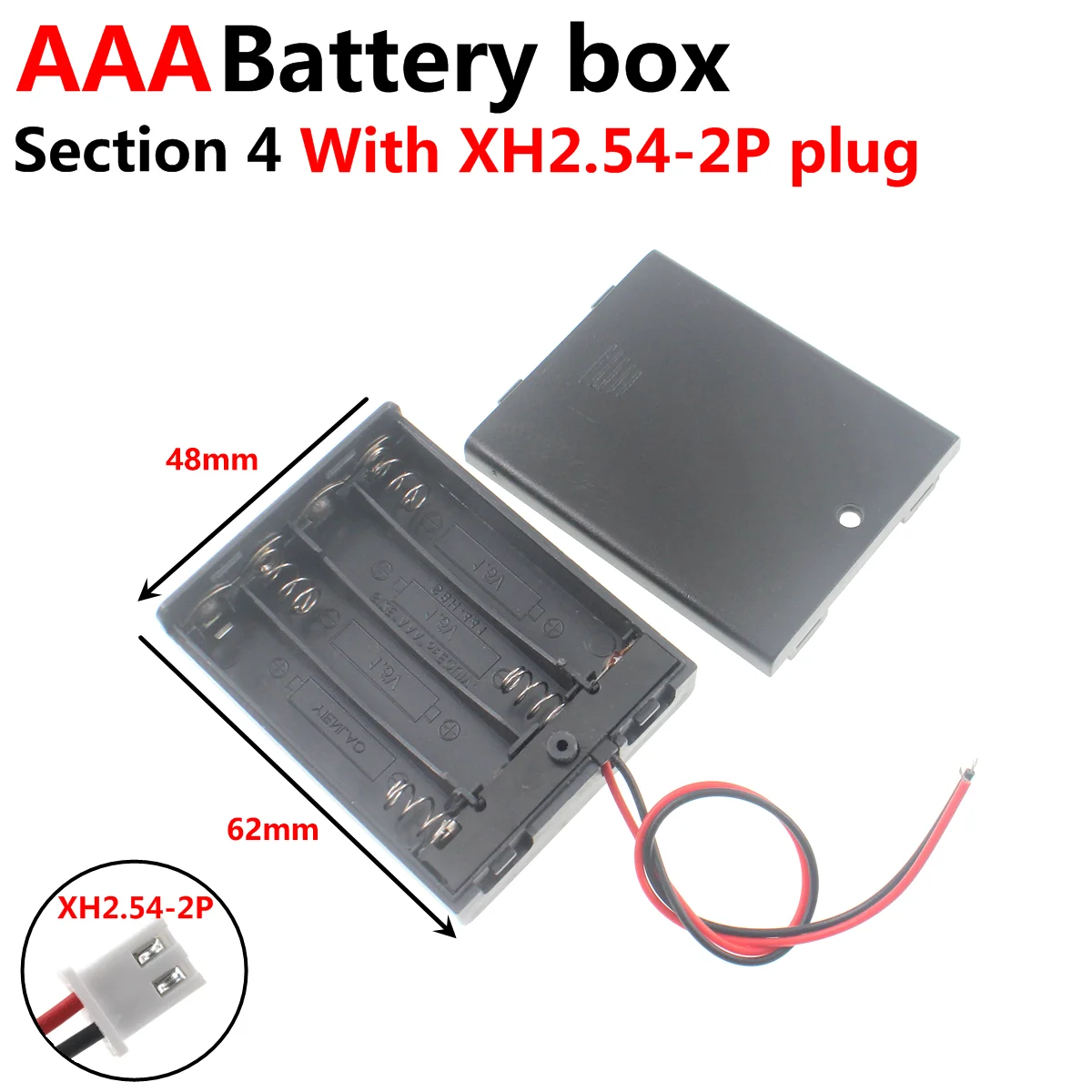 리드 포함 AAA 배터리 홀더, 1 2 3 4 슬롯, XH2.54 5.5-2.1 소켓 헤드 플러그, 1X 2X 3X 4Xcase 배터리 박스, 5PCs