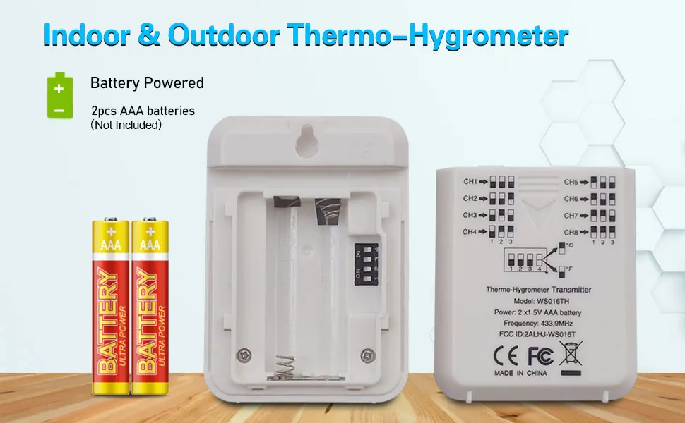 Weather Station Wireless In/Outdoor Thermometer Digital Temperature and Humidity