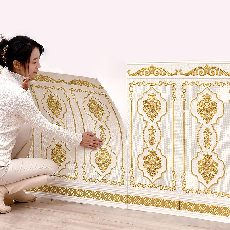 Carta Da Parati Autoadesiva 3D Wall Enclosure Stile Europeo Wainscot Soggiorno Schiuma Impermeabile Dado Adesivo Da Parete Anti-Collisione