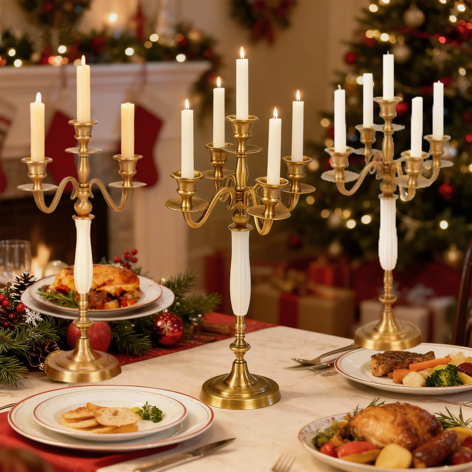 Metal Bronze Candelabra Candle Holder for Wedding Home Decor