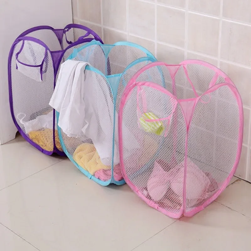 Blue Laundry Basket Foldable Japanese Color Net Laundry Basket Debris