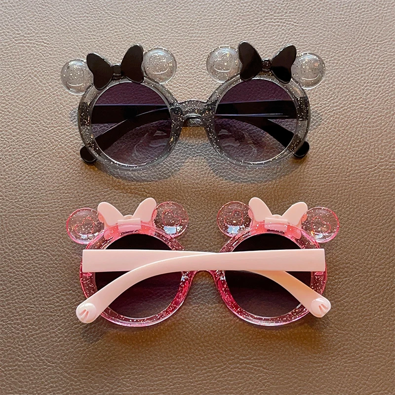 New Children Cartoon Mickey Bowknot Sunglasses UV400 Girls Boys Lovely Outdoor Sun Protection Sunglasses Kids Sun Glasses