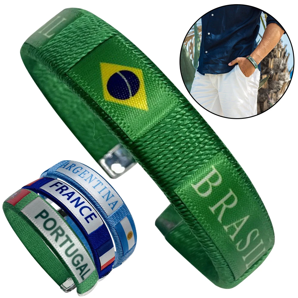 1-8Pcs National Flags Bangle Diameter 65mm Country Flag Wristband Souvenir Sport Friendship Bracelet for Football Match Cheering