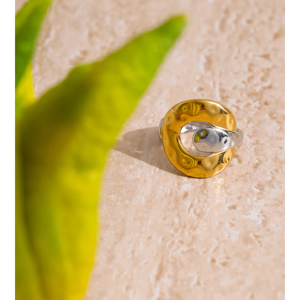 Yhpup Stainless Steel Geometric Ring