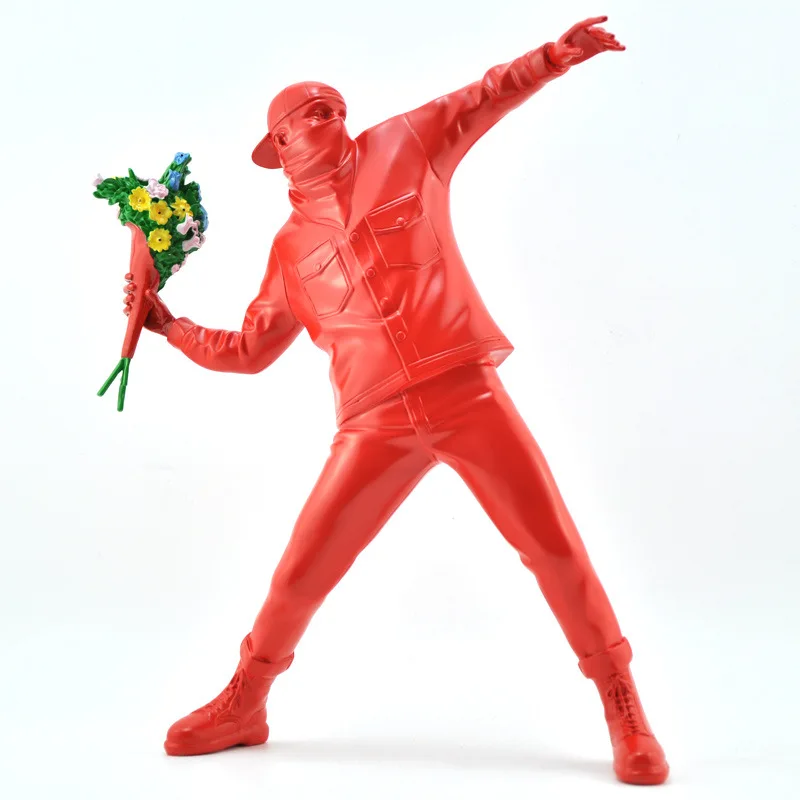 Banksy Flower Throwing Man Sculpture Figurine England Street Art