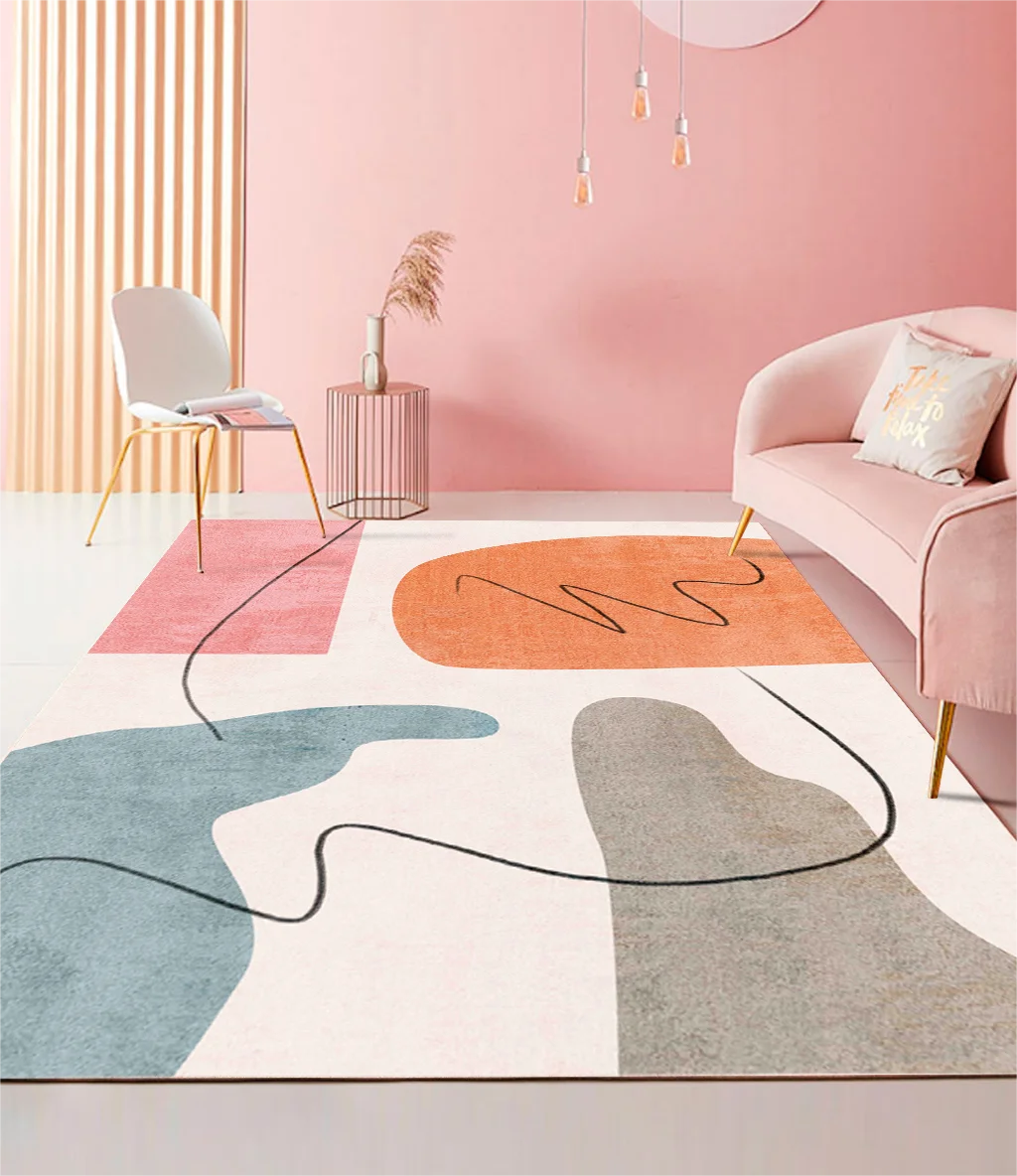 VIKAMA Moderne einfache rosa Wohnzimmer Teppich Home Decor Mädchen Schlafzimmer Bett Decke großes Sofa Couchtisch Garderobe Bodenmatte – Detail 12
