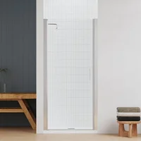34 in.W X 72 in.H Shower Doors, SGCC Tempered Clear Glass, Reversible Installation, Chrome Finish, Hinged Pivot Shower Doors 1