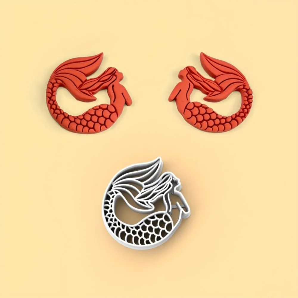 2Pcs 인어 폴리머 클레이 커터 세트 DIY 귀걸이 쥬얼리용 속이 빈 스케일 인어 몰드 인어 애호가를 위한 완벽한 선물