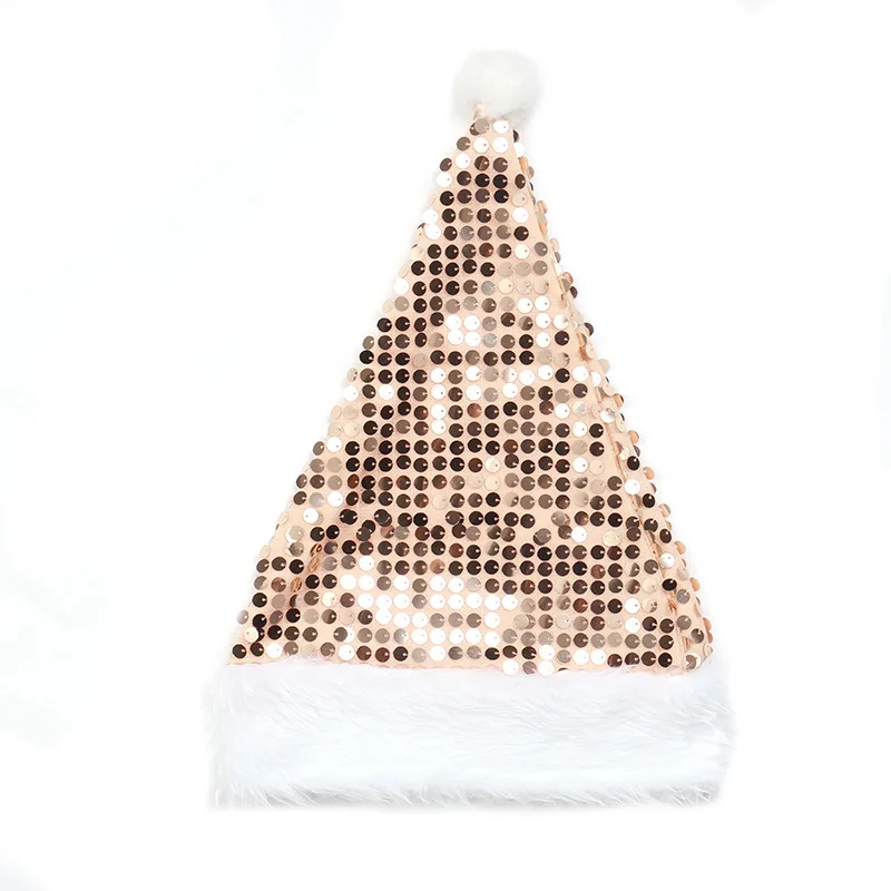 Christmas decorations high-end gold velvet sequins Santa Claus hats party ball hats