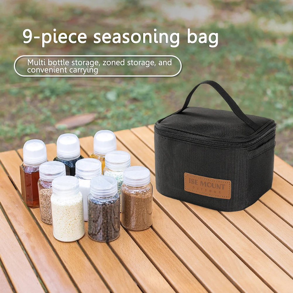 9Pcs Camping Spice Storage Bag Portable Outdoor Seasoning Bag 100ml Liquid/Filter Bottle for Home Kitchen Camping BBQ Traveling