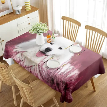 Samoyed Dog Pattern Tablecloth Cute Kawaii White Dog Animals Table Cover for Party Dining Room Kitchen Decoration Tablecloth 1