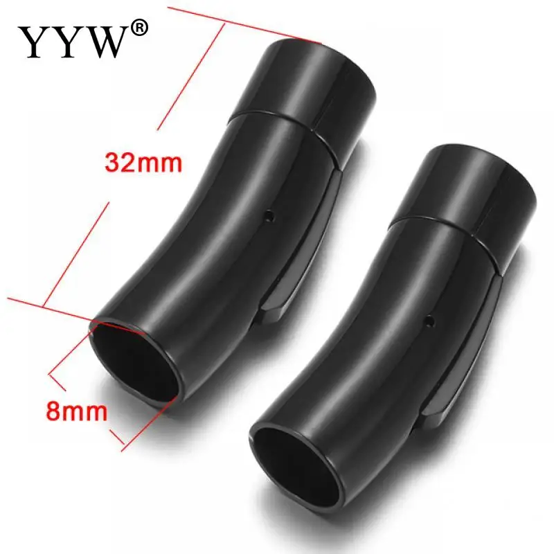 

1pcs Stainless Steel Bayonet Clasp Push Lock Black 8mm Hole Buckle PU Leather Cord Clasps For DIY Bracelet Jewelry Making Clasps