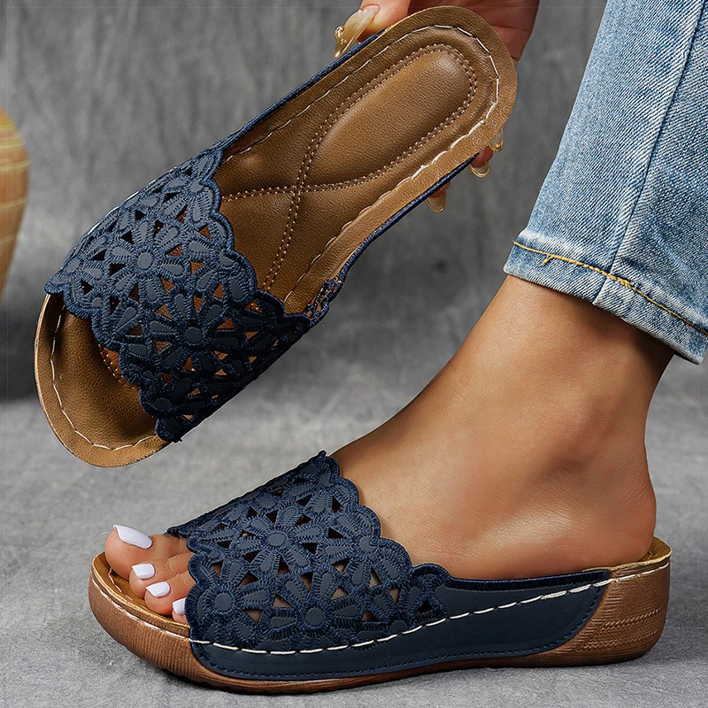 Women's Sandals Wedges Heels Sandals Summer Woman Shoes Indoor Outdoor Slippers Heeled Shoes Summer Footwear Sandalias De Mujer