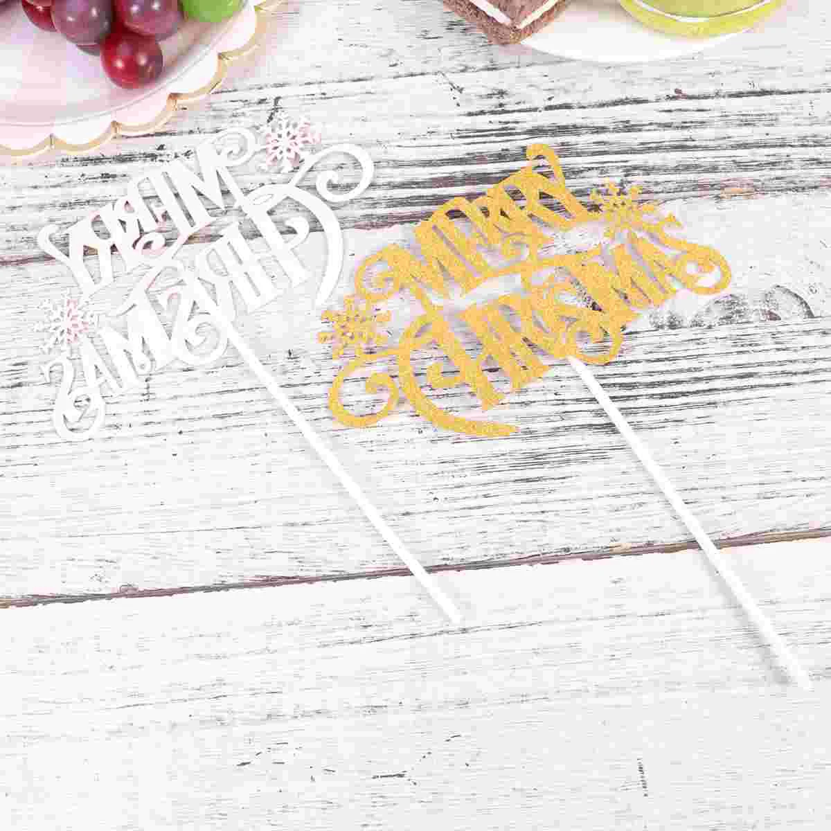 

Paper Xmas Cake Topper Merry Christmas Cupcake Topper Flags Happy Christmas Cake Pick Decorations for Home Christmas