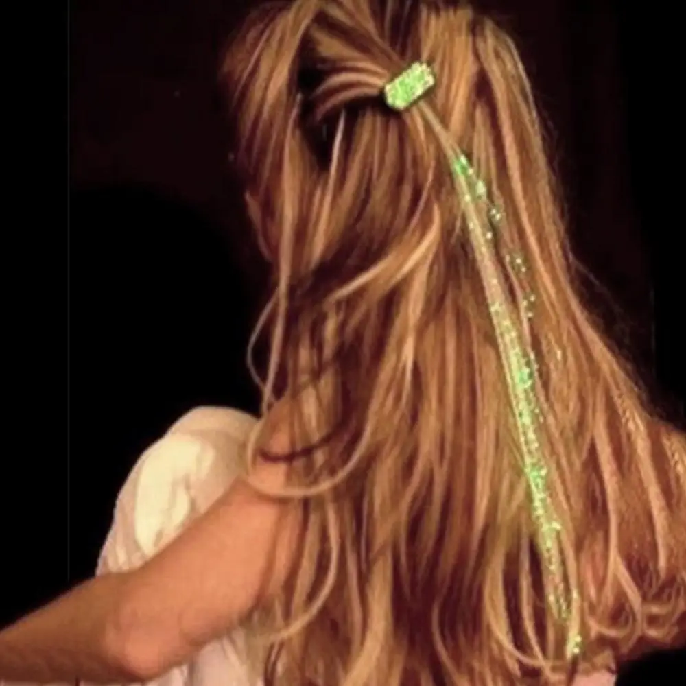 Echo-beauty LED Flashing Hair Braid Light Up Braid Luminous Fiber Optic Hairpin Decor for Halloween Party Bar 5