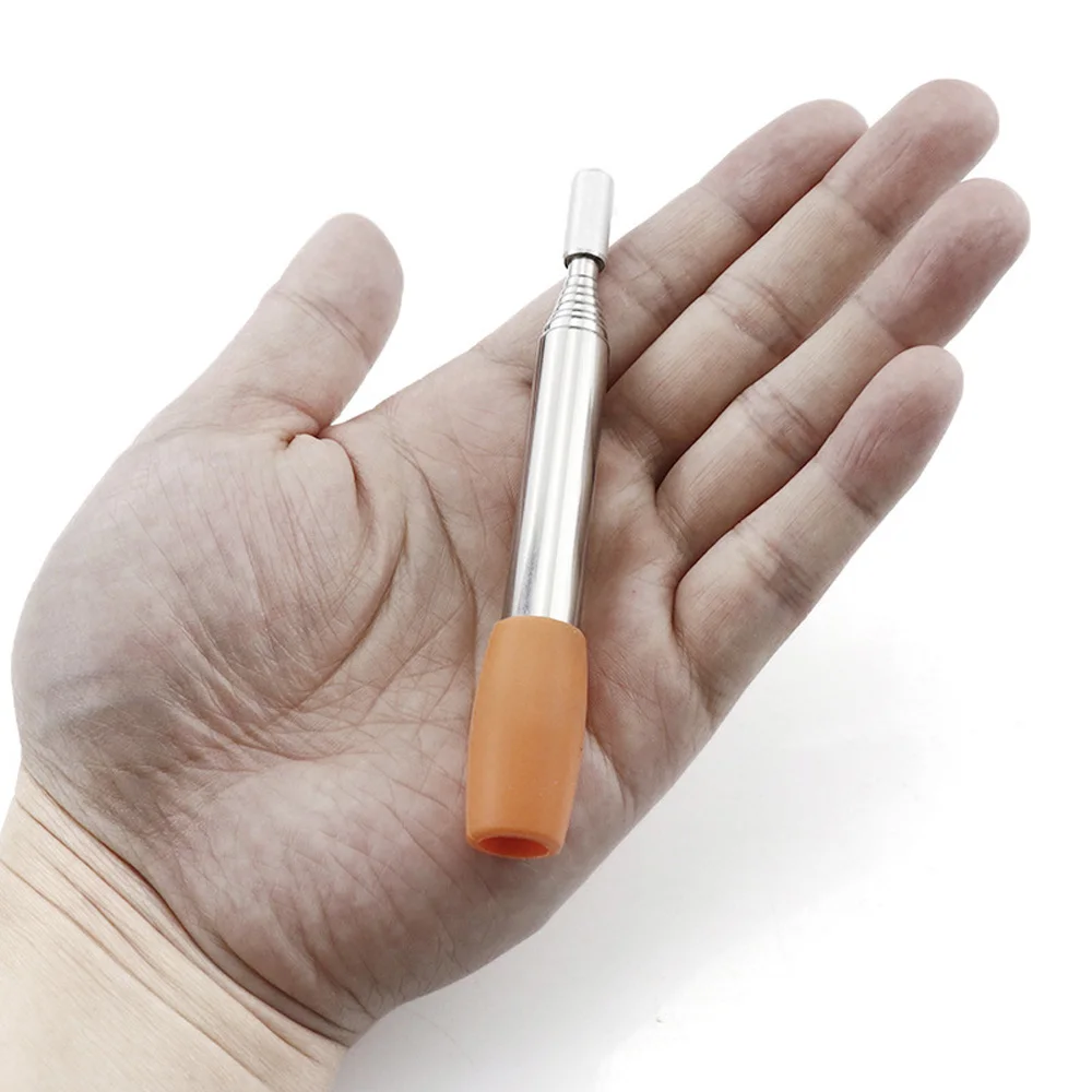 Outdoor Stainless Steel Pocket Bellow Telescopic Portable Fire-making Tool Collapsible Silicone Nozzle Camping Hiking Blowpipe