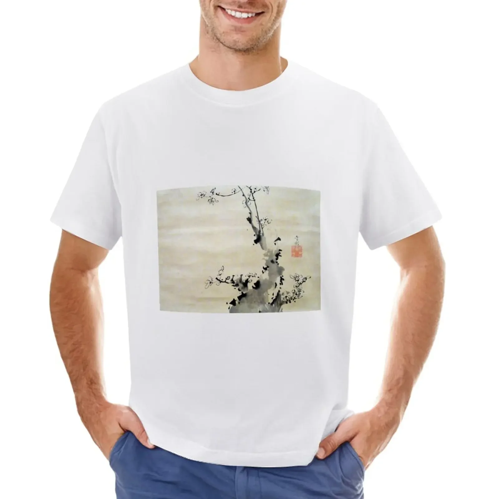 

Soga Shohaku Branch of Blossoming Plum T-Shirt vintage clothes customs quick drying mens graphic t-shirts funny