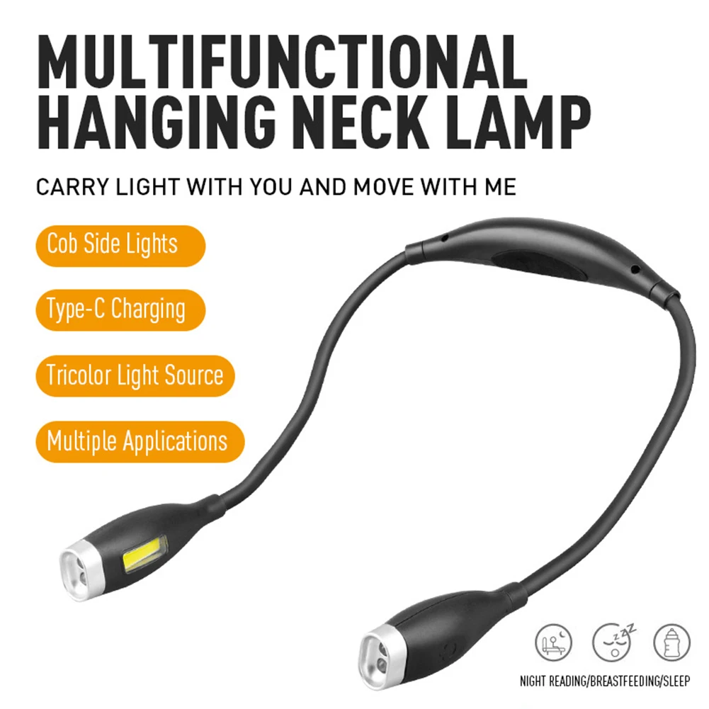 LED Reading Light Bendable Arms Hands Free Flashlight Rechargeable for Night Running Walking Knitting Camping