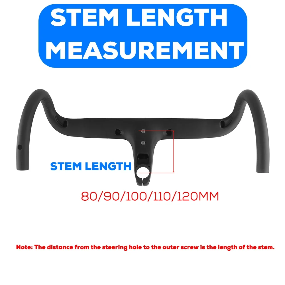 No Road Bike Full Carbon Fiber Internal Cable Integrated Bicycle Handlebar Cockpit For 360mm-380mm With Mount Spacers