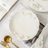 Flower Relief Ceramic Plate Breakfast Fruit Salad Dinner Plates Hotel Restaurant Western Plate Kitchen Dessert Plate Cutlery 5