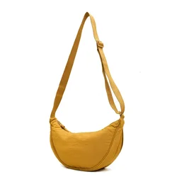 Elegant Nylon Crossbody Hobo Bag - Stylish Half Moon Shoulder Tote (Yellow)