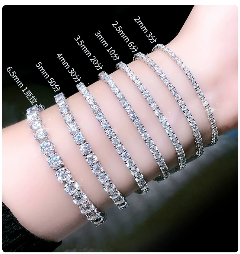 4mm 3mm Lab Created Diamond (CVD hpht) Tennis Line Bracelet