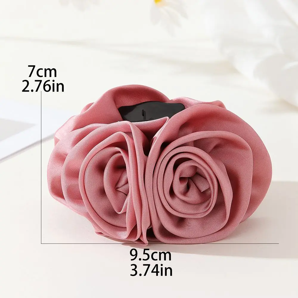 Grenzüberschreitender Verkaufsschlager: Große Rosen-Haarspange aus hochwertigem Satin für den Hinterkopf – Modisches Haar-Accessoire – Detail 3