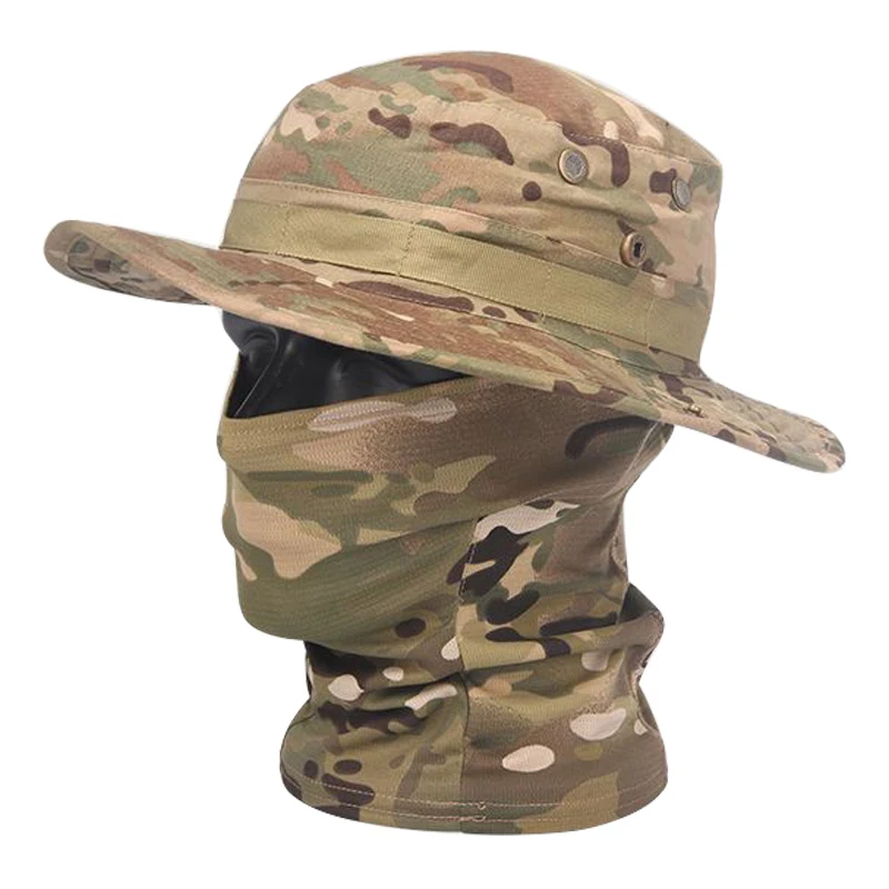 Gorra Boonie táctica de camuflaje, traje de pasamontañas, sombrero suave plegable, sombrero de ala ancha, protector solar, caza al aire libre, pesca