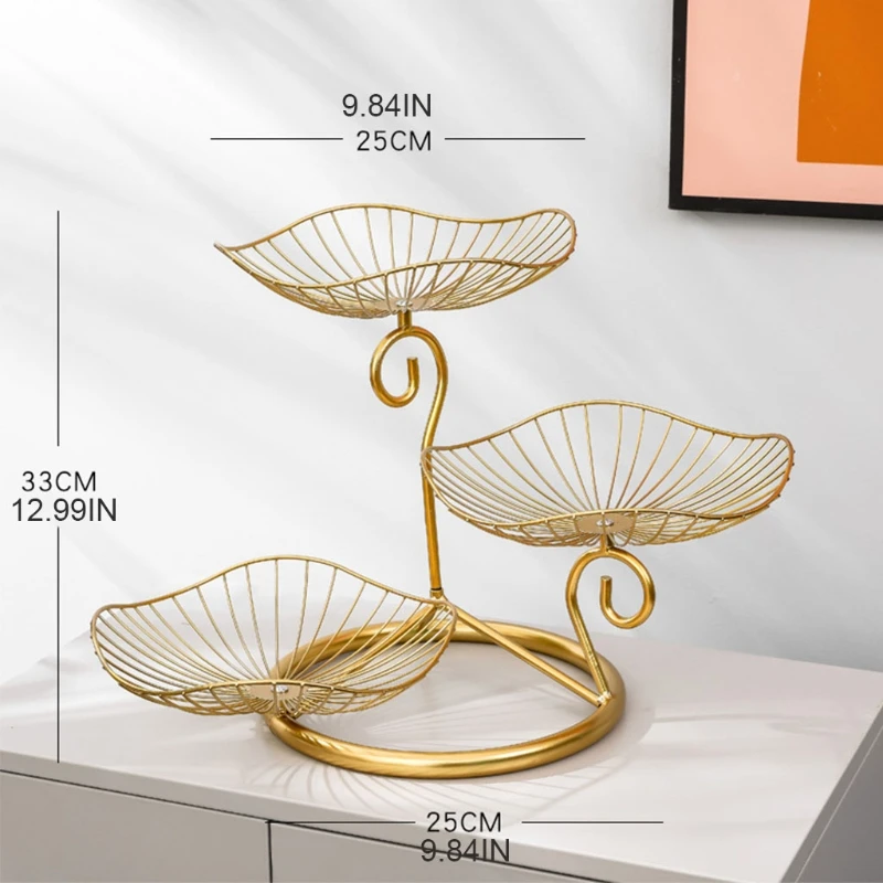 Creative Simple Three-layer Fruit Tray Groceries Fruit Vegetable Basket Bracket Decoration Bowl Storage Rack Black Gold storage tray kitchen tray
