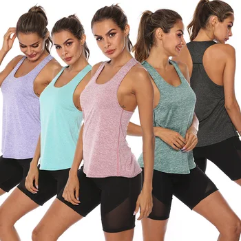 New Sports Overshirt canotta sportiva Fitness da donna canotta posteriore a forma di T Quick dry Slim senza maniche canotta da corsa soprabito