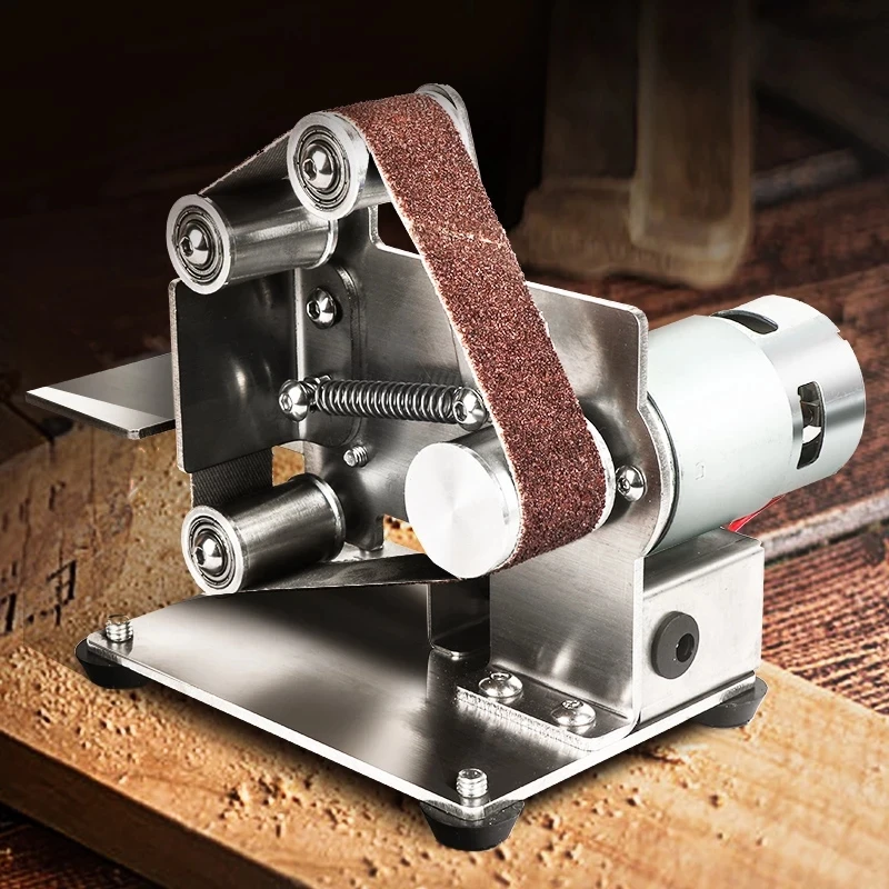 

Mini Electric Belt Sander DIY Polishing Grinding Machine Fixed Angle Sharpening Machine Blade Desktop Cutter Edges Power Tool