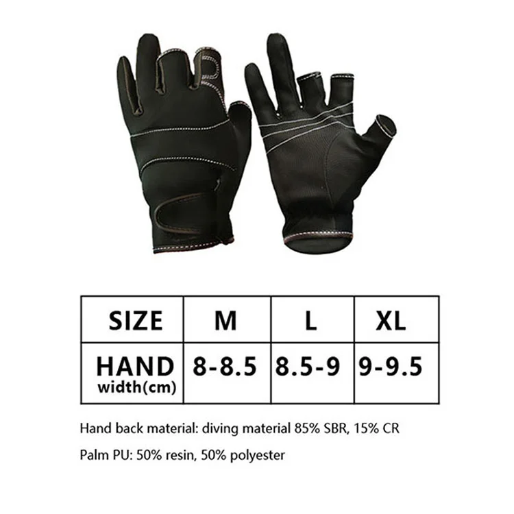 Description Picture 3 of item1 Pairs Of Winter Fishing 3 Fingers Anti Slip Leather Gloves Warm PU Fingerless Gloves For Fishing  Outdoor Sport necessary