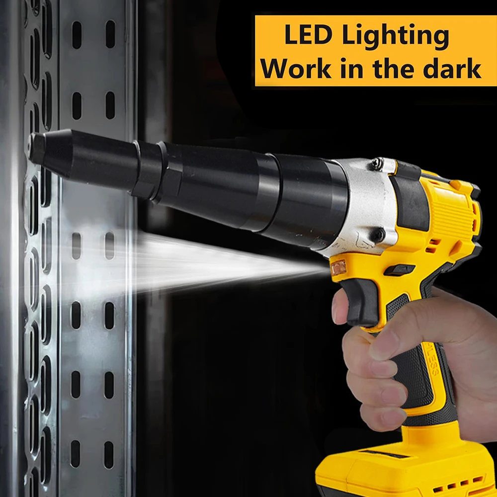 브러시리스 전동 리벳 건, 디월트 20V 배터리용, 2.4mm-4.8mm 자동 리벳터, 마키타/밀워키 배터리용 리벳 핸드 툴