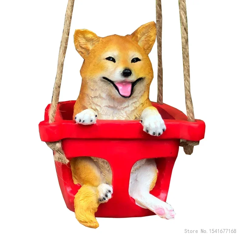 Creative Animal Puppy Kitten Swing Rabbit Reading Book Decoration Garden Courtyard Balcony Decoration Pendant Gift miniature 1Pc