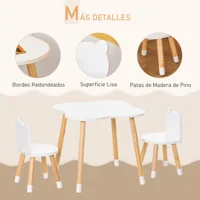 Homcom Table et chaises pour enfants en bois, meubles pour salle de jeux et chambre d'enfant, naturel et blanc 5