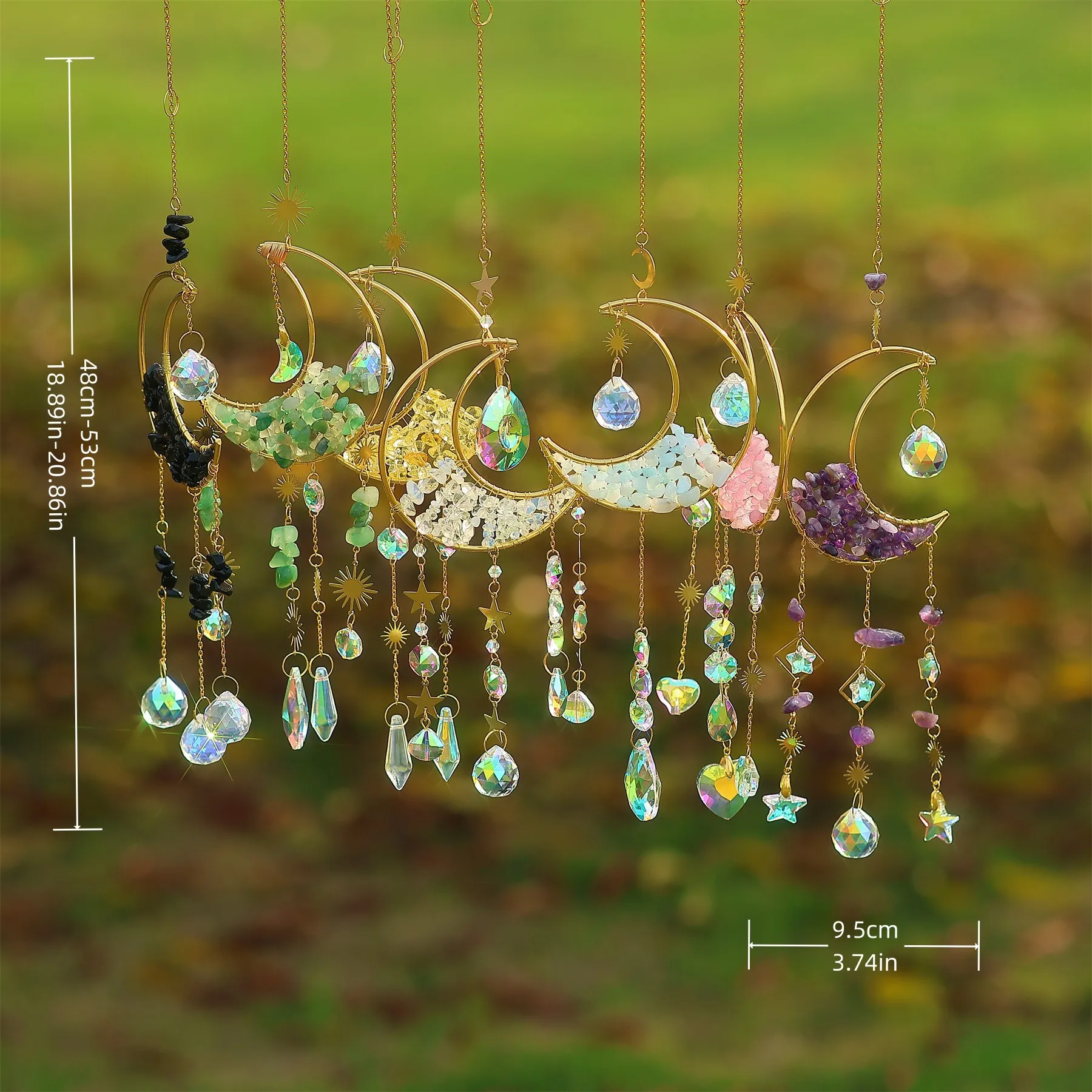 Dreamcatcher Suncatcher Crystal Sun Catcher Indoor Window Prism Ball Moon Rainbow Wind Chimes Car Hanging Garden Decoration Gift