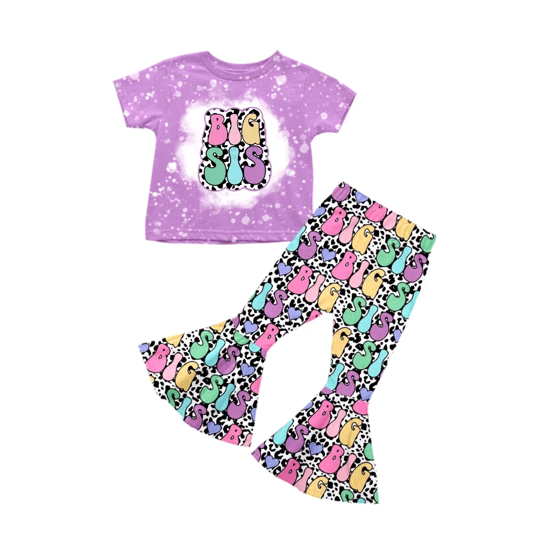 

0-5Y Toddler Kids Girls Easter Clothes Sets 2pcs Short Sleeve Bunny Letter Print Tops bell Pants