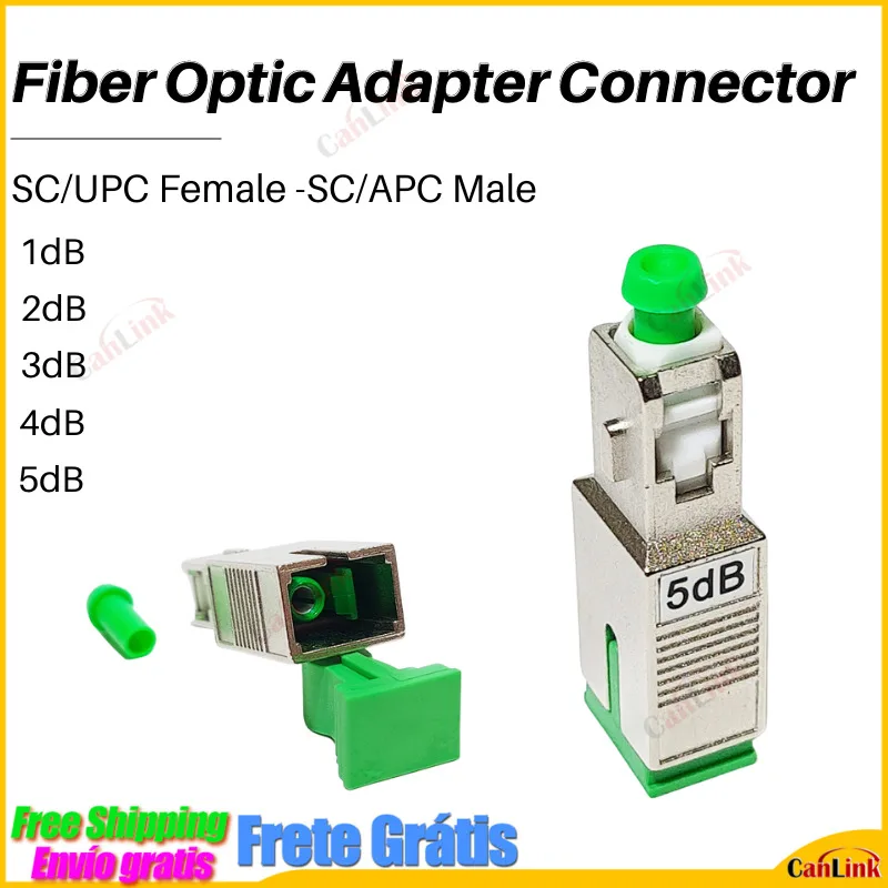 NEW 15dB Fiber Optic Adapter Connector SC/UPC Female SC/APC Male Fixed