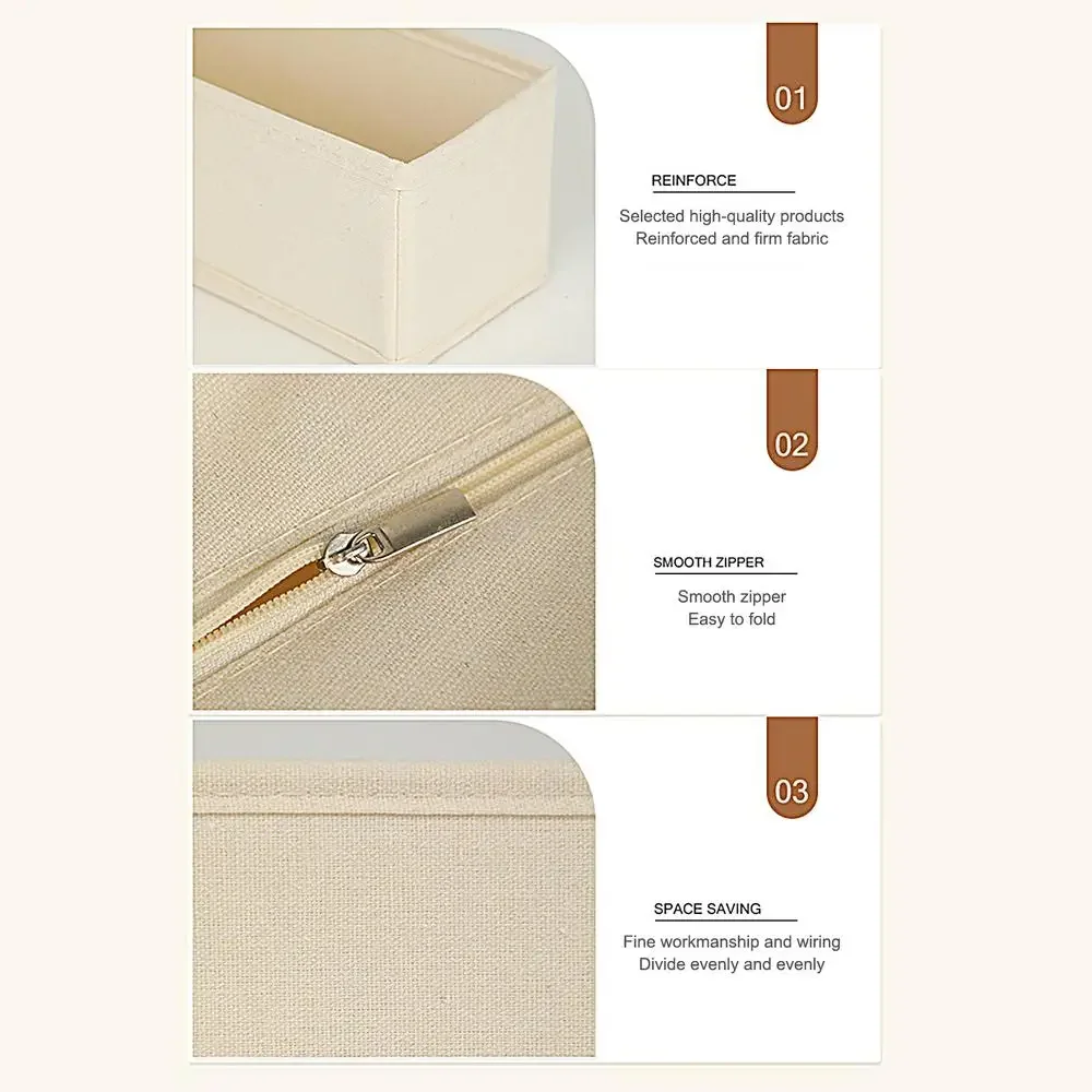 Long Storage Container Bin Foldable Small Baskets Fabric Storage Bins Stable Sock Underwear Organizer For Drawer Shelf Closet 6