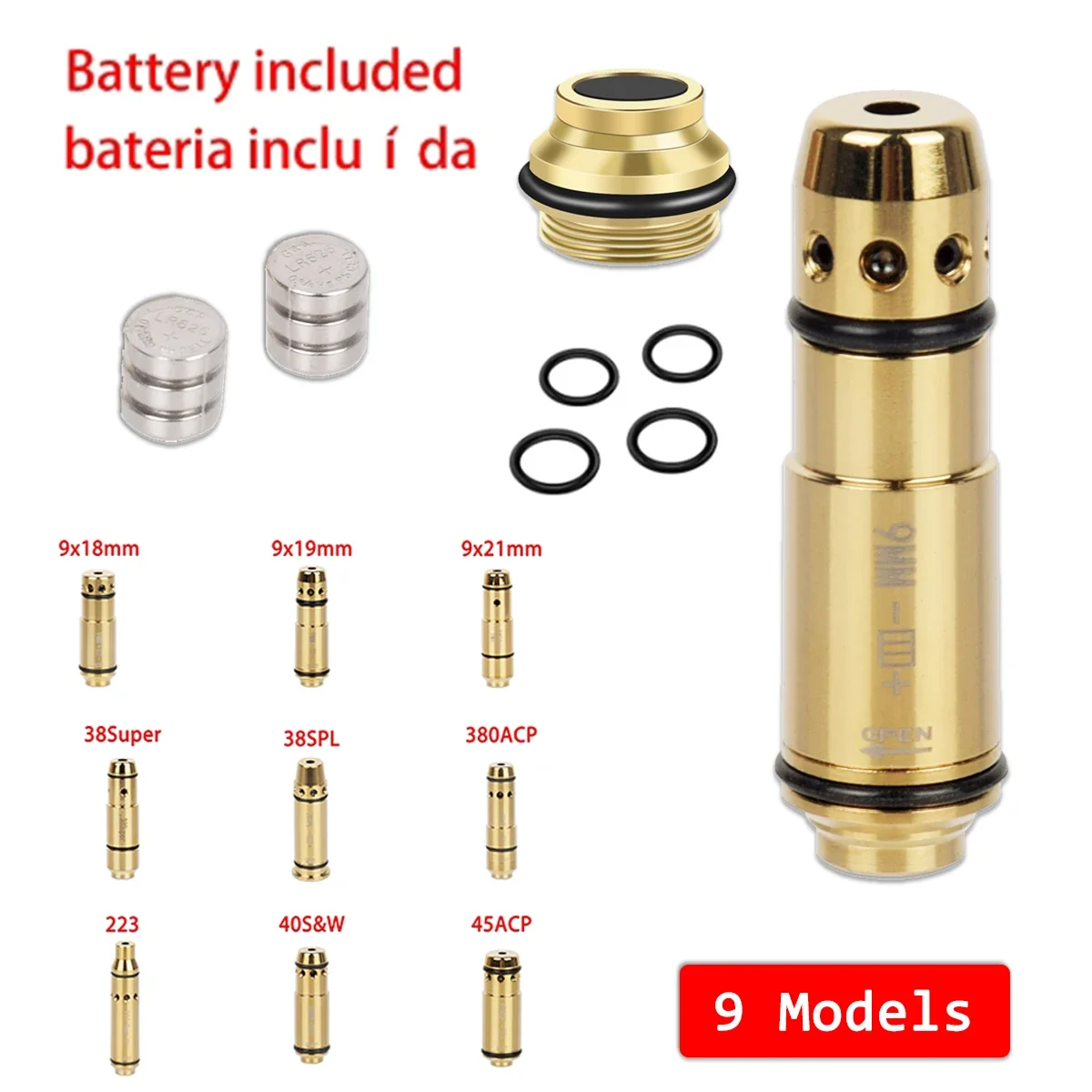 Dry Fire Laser Trainer Laser Bore Sight Laser Sight Red Dot Laser Sight Hunting 9mm Dry Fire Training Laser Bullet Boresighter For G17 G19 G43 380 ACP .223Rem 40S&W Cartridge Red Laser Bore Sight