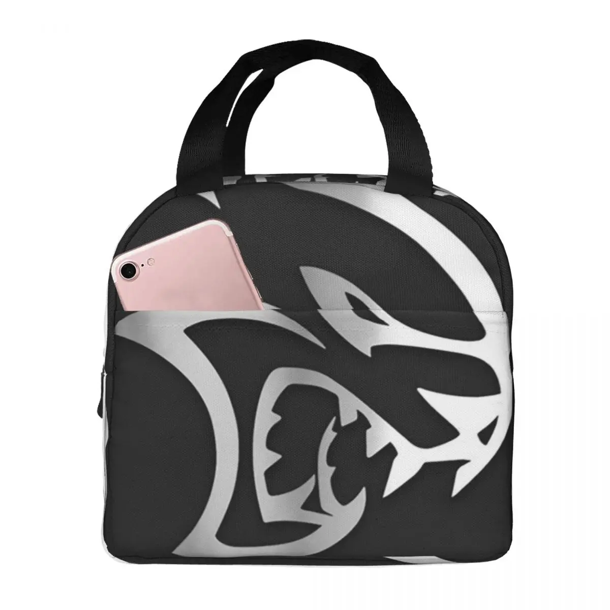 

SRT Hellcat Demon Dodge Challenger Car Racing Lunch Bags Insulated Bento Box Waterproof Lunch Tote Leakproof Picnic Bags Cooler