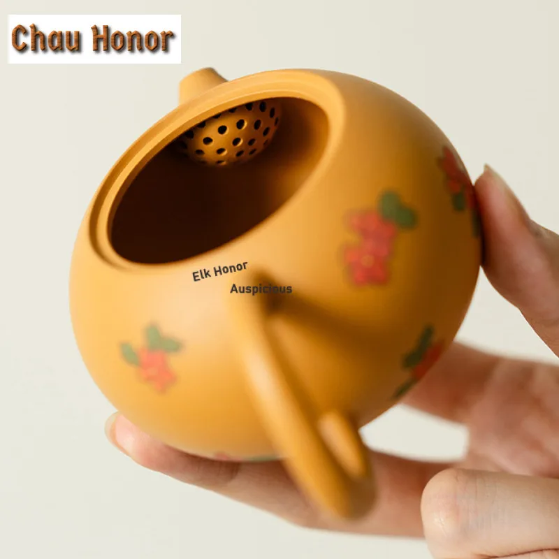 Hand-painted Flower Xishi Purple Clay Tea Set Complete Set Vintage Tea Ceremony Set Teapot And Tea Cup Set Tea Services Gift Box