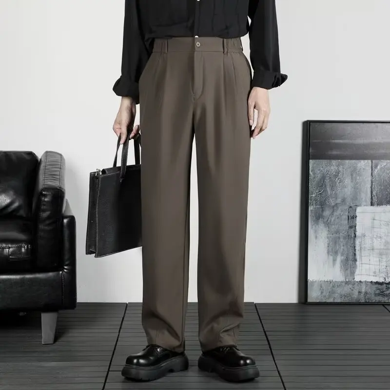 Formal Man Dress Pants for Men Spring Ice Silk Pants Summer Men's Summer Slacks Cropped Trousers Elegant Clothes Man Suit Male