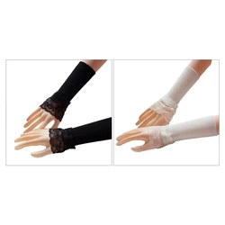 Fausses manches courtes extensibles pour filles, fausses manchettes en maille dentelle, poignets élastiques tricotés en