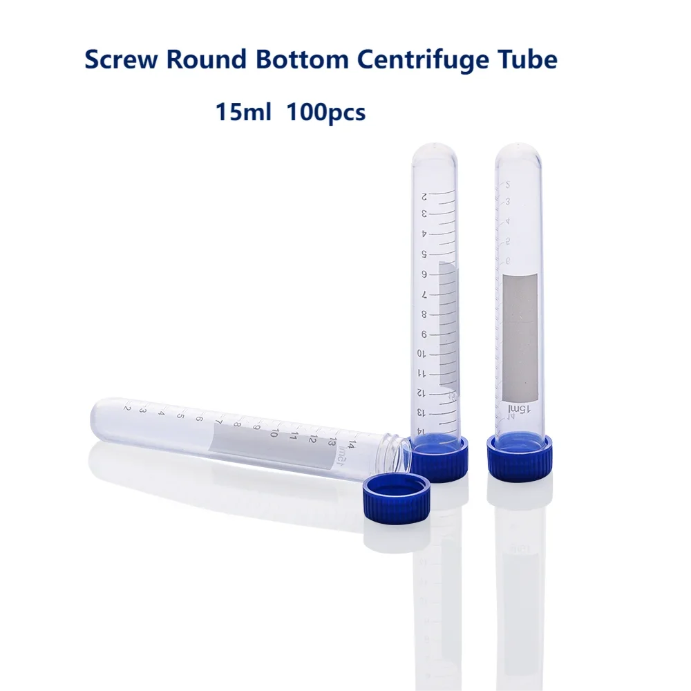 Biosharp Centrifuge Tube Screw Round Bottom Plastic Test Tubes with Scale Lab Sample Analysis Bottle 10ml 15ml 50ml 100ml